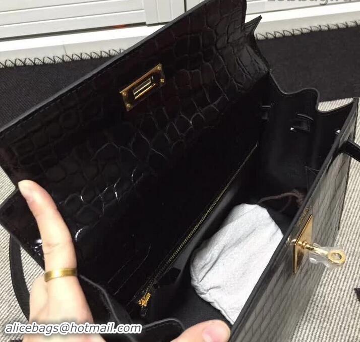 Modern Hermes Kelly 28cm in Black Crocodile with Gold Hardware 4200120