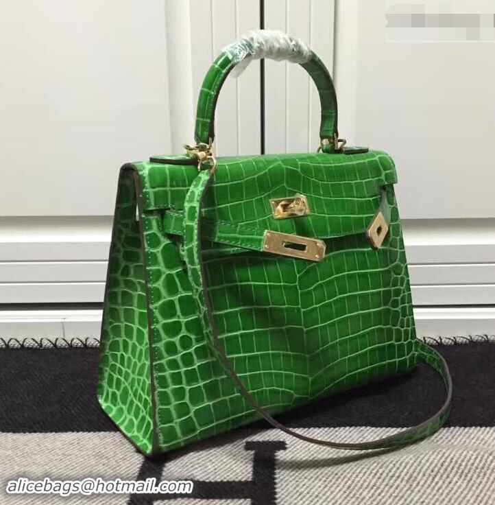 Chic Reproduction Hermes Kelly 28cm in Green Crocodile with Gold Hardware 4200120