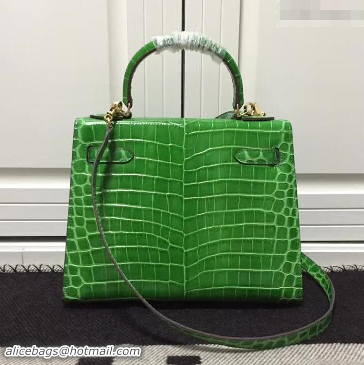 Chic Reproduction Hermes Kelly 28cm in Green Crocodile with Gold Hardware 4200120