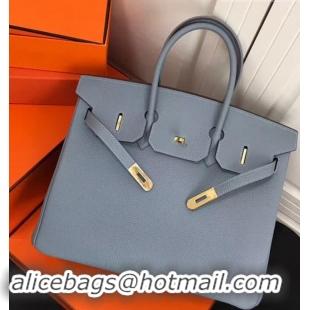 Best Quality Hermes Birkin 35 Bag In Leather With Silver Hardware 4200128 Light Blue