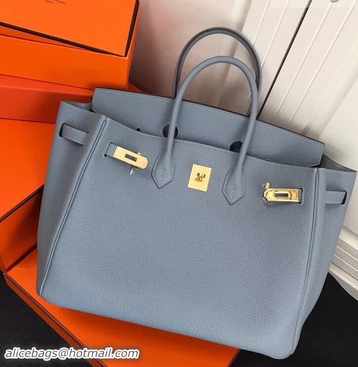 Best Quality Hermes Birkin 35 Bag In Leather With Silver Hardware 4200128 Light Blue