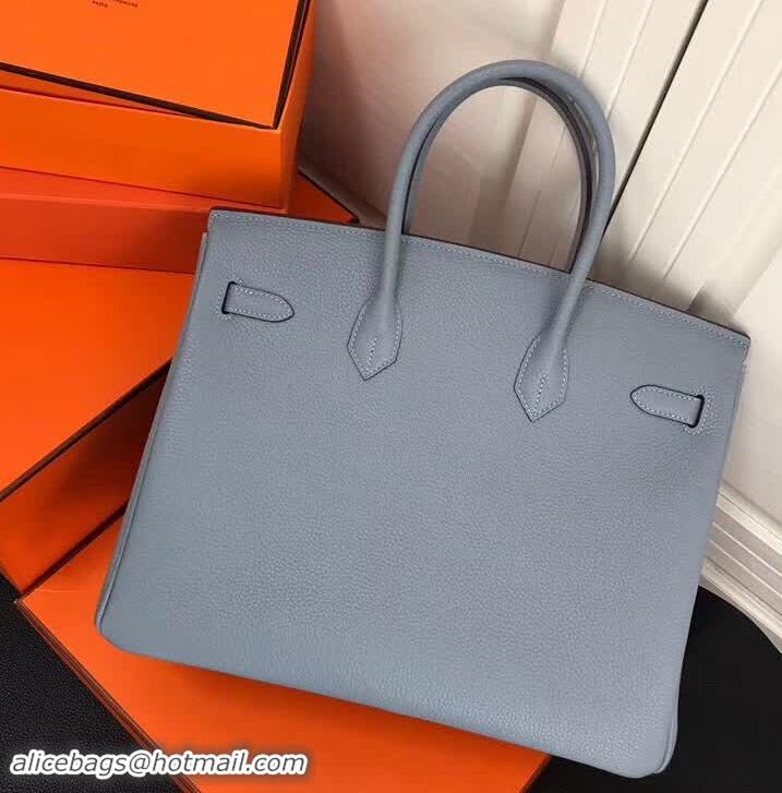 Best Quality Hermes Birkin 35 Bag In Leather With Silver Hardware 4200128 Light Blue