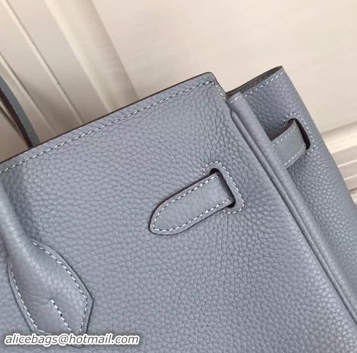 Best Quality Hermes Birkin 35 Bag In Leather With Silver Hardware 4200128 Light Blue