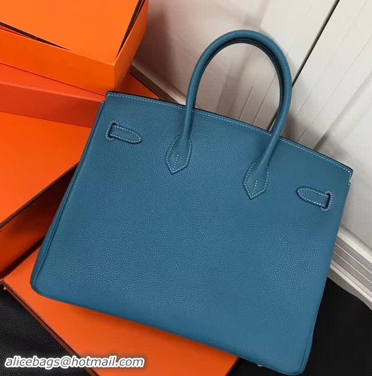 Discount Design Hermes Birkin 35 Bag In Leather With Silver Hardware 4200128 Blue Jean