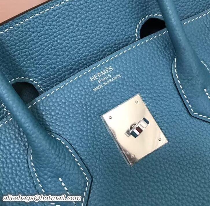 Discount Design Hermes Birkin 35 Bag In Leather With Silver Hardware 4200128 Blue Jean