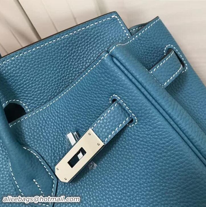 Discount Design Hermes Birkin 35 Bag In Leather With Silver Hardware 4200128 Blue Jean