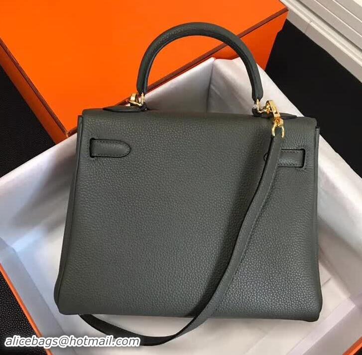 Good Product Hermes Kelly 28CM Bag in Togo Leather With Gold Hardware 420018 Dark Green