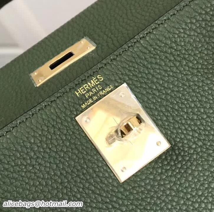 Discount Hermes Kelly 28CM Bag in Togo Leather With Gold Hardware 420018 Green Army