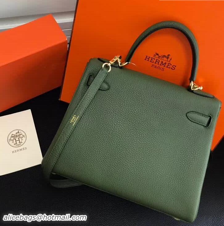 Discount Hermes Kelly 28CM Bag in Togo Leather With Gold Hardware 420018 Green Army