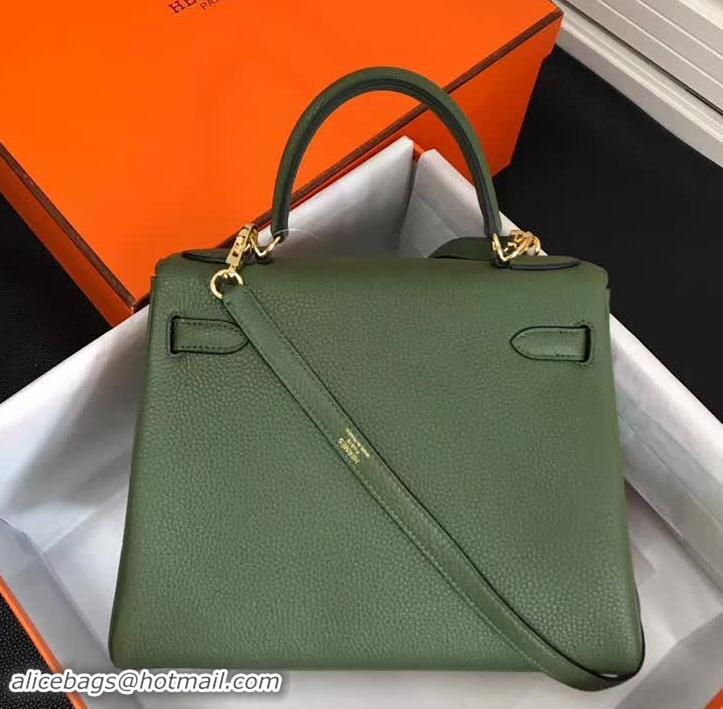 Discount Hermes Kelly 28CM Bag in Togo Leather With Gold Hardware 420018 Green Army