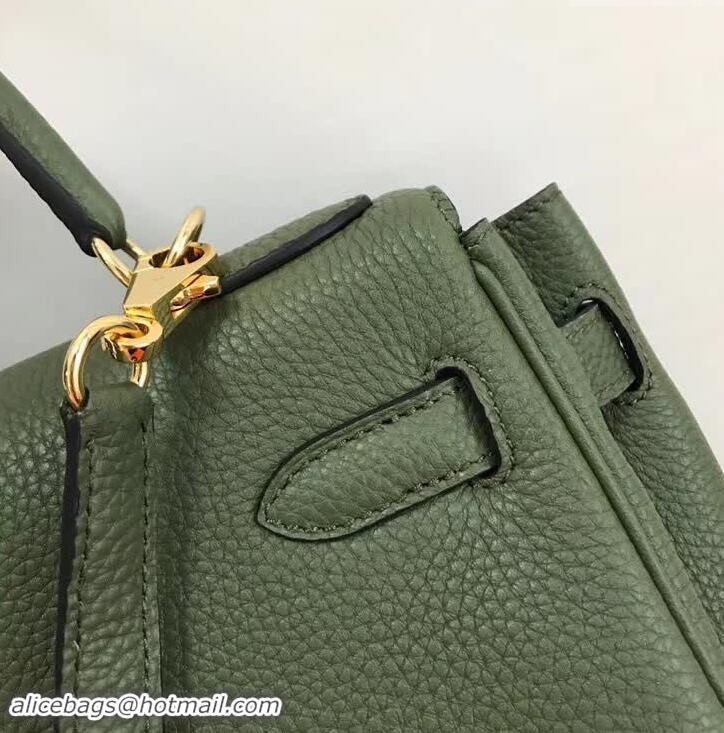 Discount Hermes Kelly 28CM Bag in Togo Leather With Gold Hardware 420018 Green Army