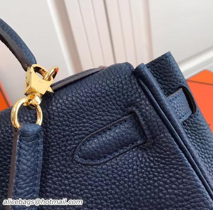 Fashion Luxury Hermes Kelly 28CM Bag in Togo Leather With Gold Hardware 420018 Dark Blue