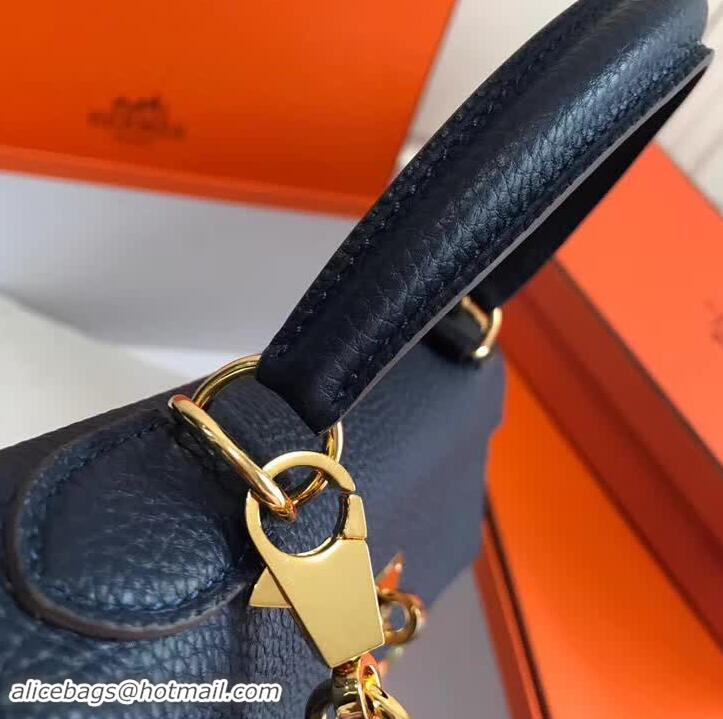 Fashion Luxury Hermes Kelly 28CM Bag in Togo Leather With Gold Hardware 420018 Dark Blue