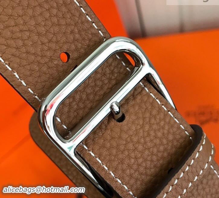 Luxury Hermes Steven 30cm Men's Bag in Leather 420022 Caramel