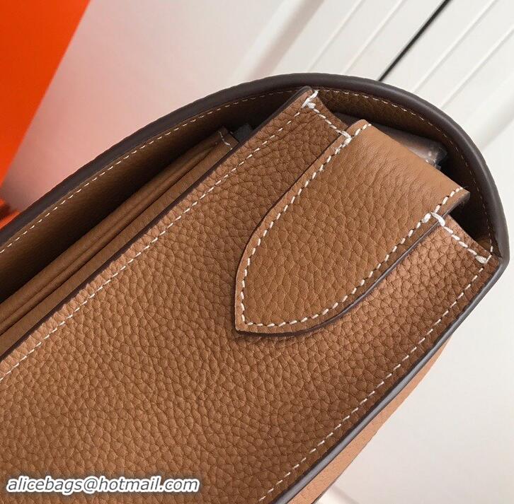 Luxury Hermes Steven 30cm Men's Bag in Leather 420022 Caramel