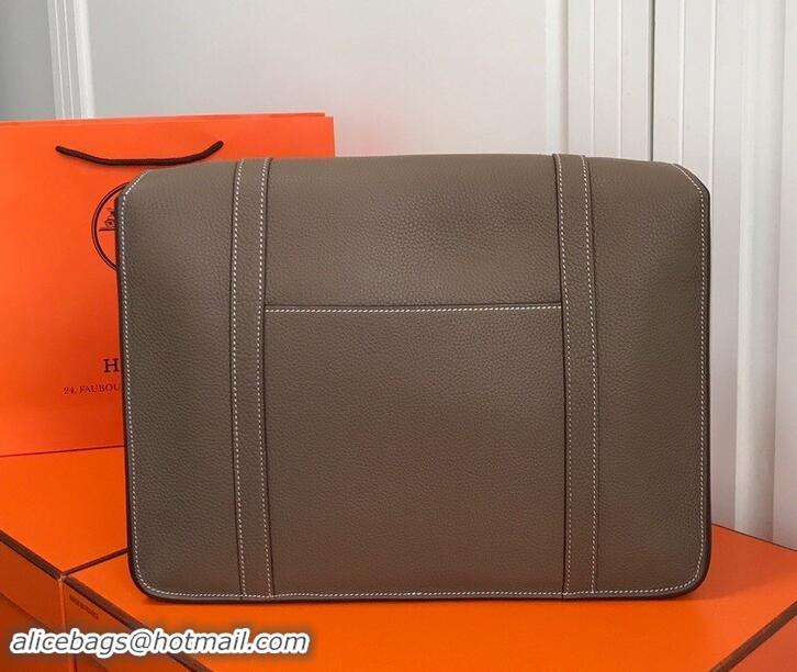 Sophisticated Hermes Steven 30cm Men's Bag in Leather 420022 Grey