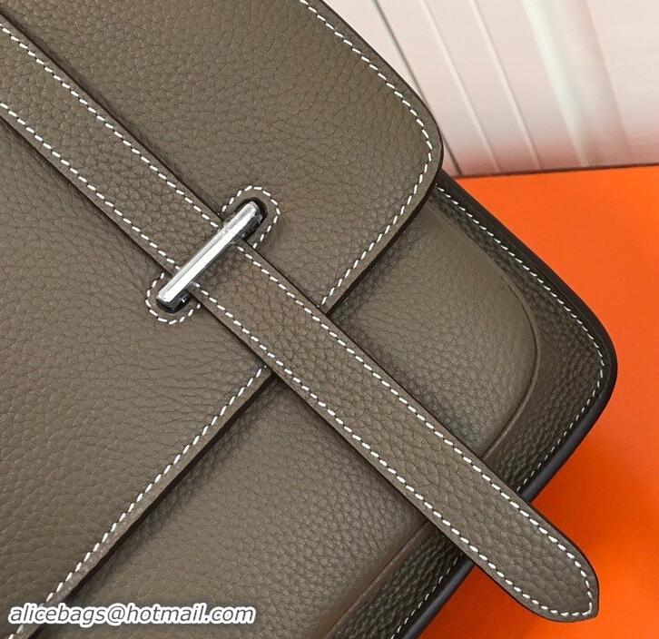 Sophisticated Hermes Steven 30cm Men's Bag in Leather 420022 Grey