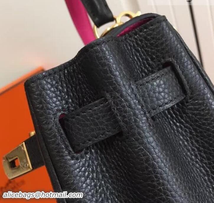 Hot Style Hermes Kelly 28cm Bag In Leather With Gold Hardware 420026 Black/Pink