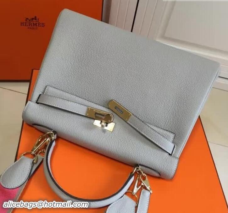 Stylish Hermes Kelly 28cm Bag In Leather With Gold Hardware 420026 Light Grey