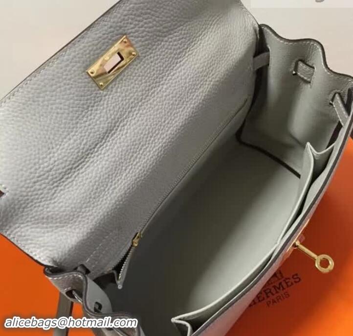 Stylish Hermes Kelly 28cm Bag In Leather With Gold Hardware 420026 Light Grey