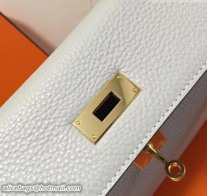 Stylish Hermes Kelly 28cm Bag In Leather With Gold Hardware 420026 Light Grey