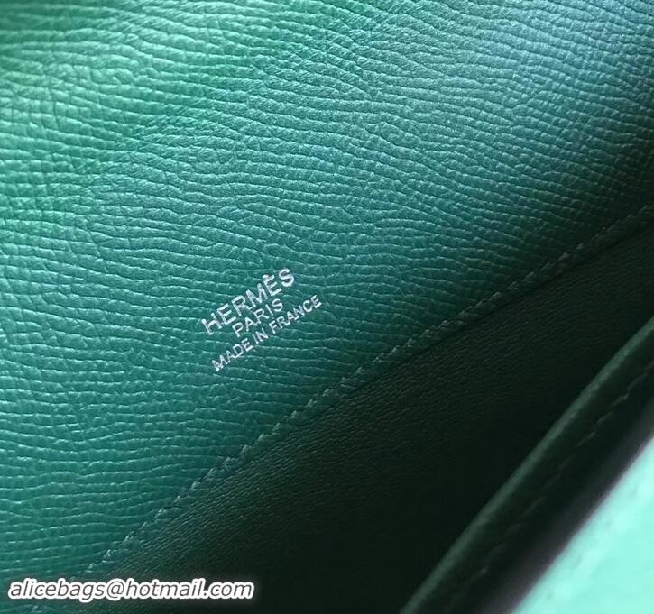 Discount Hermes Kelly Cut Handmade Epsom Leather Clutch Green With Silver Hardware H442101