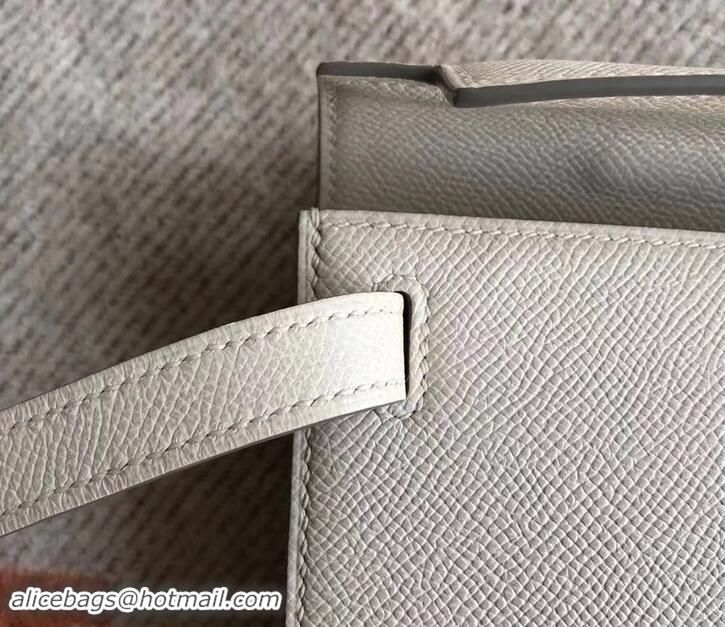 Well Crafted Hermes Kelly Cut Handmade Epsom Leather Clutch White With Gold/Silver Hardware H442101