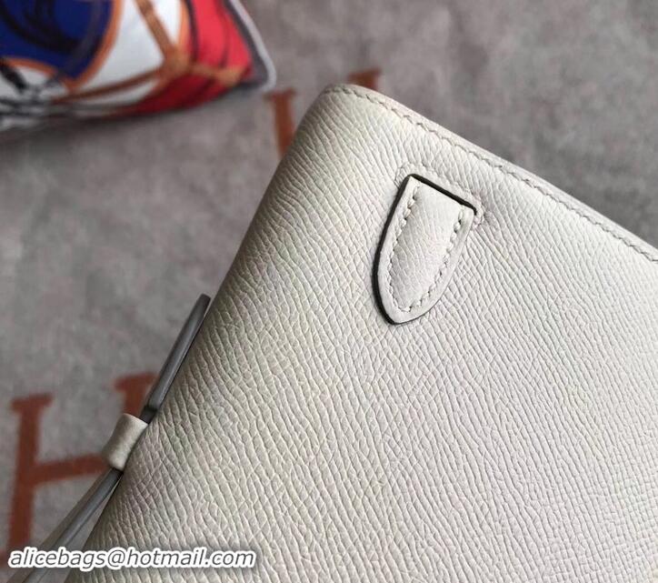 Well Crafted Hermes Kelly Cut Handmade Epsom Leather Clutch White With Gold/Silver Hardware H442101