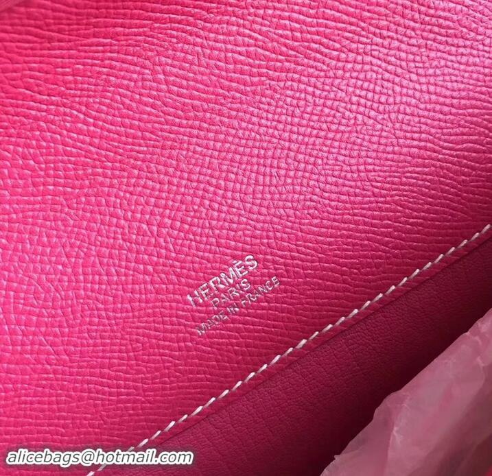 Shop Duplicate Hermes Kelly Cut Handmade Epsom Leather Clutch Hot Pink With Gold/Silver Hardware H442101