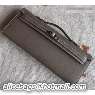 Discount Hermes Kelly Cut Handmade Epsom Leather Clutch Etoupe With Gold/Silver Hardware H442101