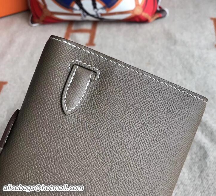 Discount Hermes Kelly Cut Handmade Epsom Leather Clutch Etoupe With Gold/Silver Hardware H442101