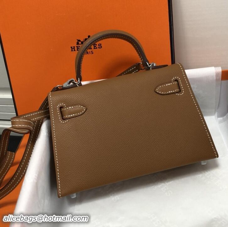 Popular Style Hermes Mini Kelly 2 Handbag with Silver/Gold Hardware H442102 Brown