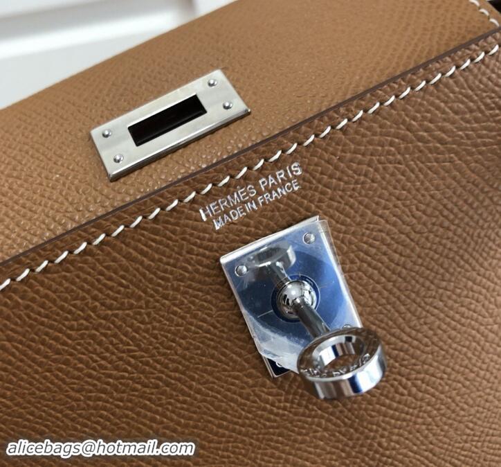 Popular Style Hermes Mini Kelly 2 Handbag with Silver/Gold Hardware H442102 Brown