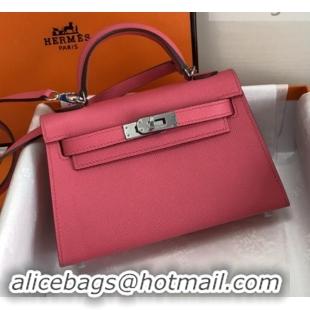 Trendy Design Hermes Mini Kelly 2 Handbag with Silver/Gold Hardware H442102 Pink