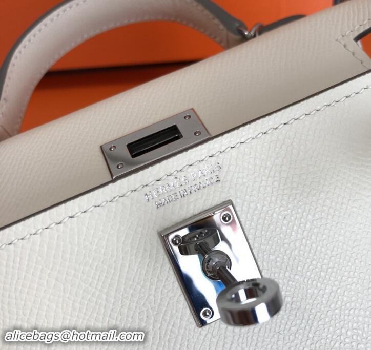 Promotional Hermes Mini Kelly 2 Handbag with Silver/Gold Hardware H442102 White