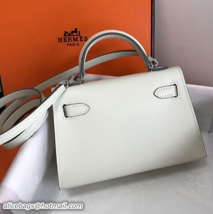 Promotional Hermes Mini Kelly 2 Handbag with Silver/Gold Hardware H442102 White