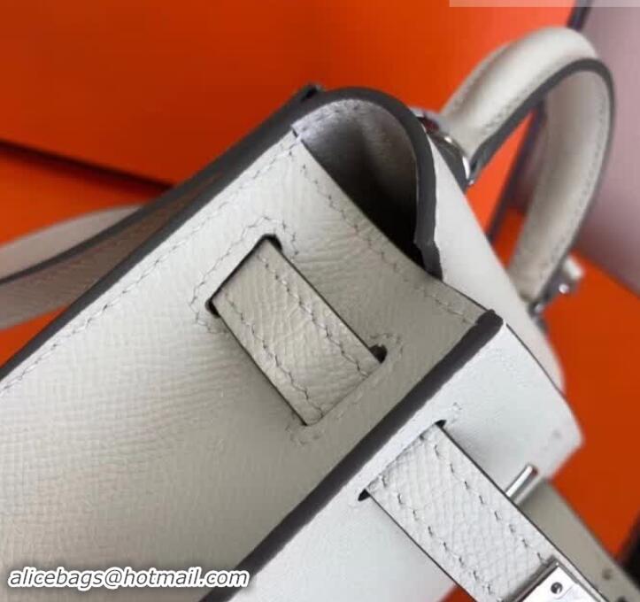 Promotional Hermes Mini Kelly 2 Handbag with Silver/Gold Hardware H442102 White