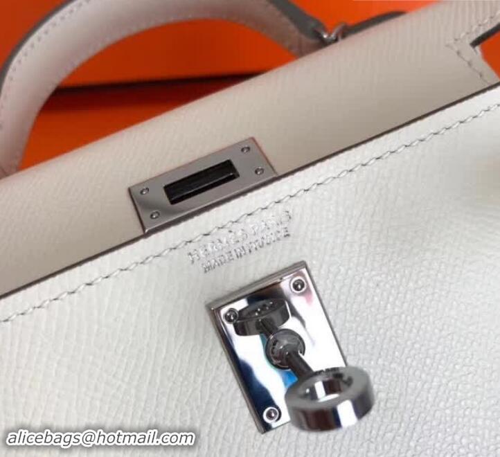 Promotional Hermes Mini Kelly 2 Handbag with Silver/Gold Hardware H442102 White