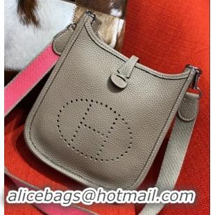 Custom Hermes Mini Evelyne 18cm in Calfskin H442104 Grey Dove