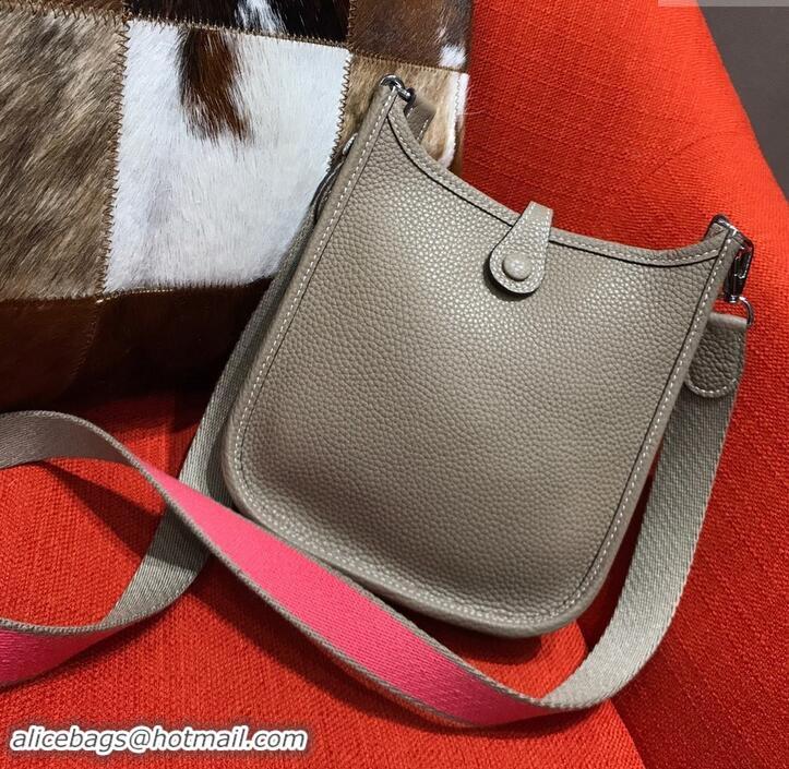 Custom Hermes Mini Evelyne 18cm in Calfskin H442104 Grey Dove