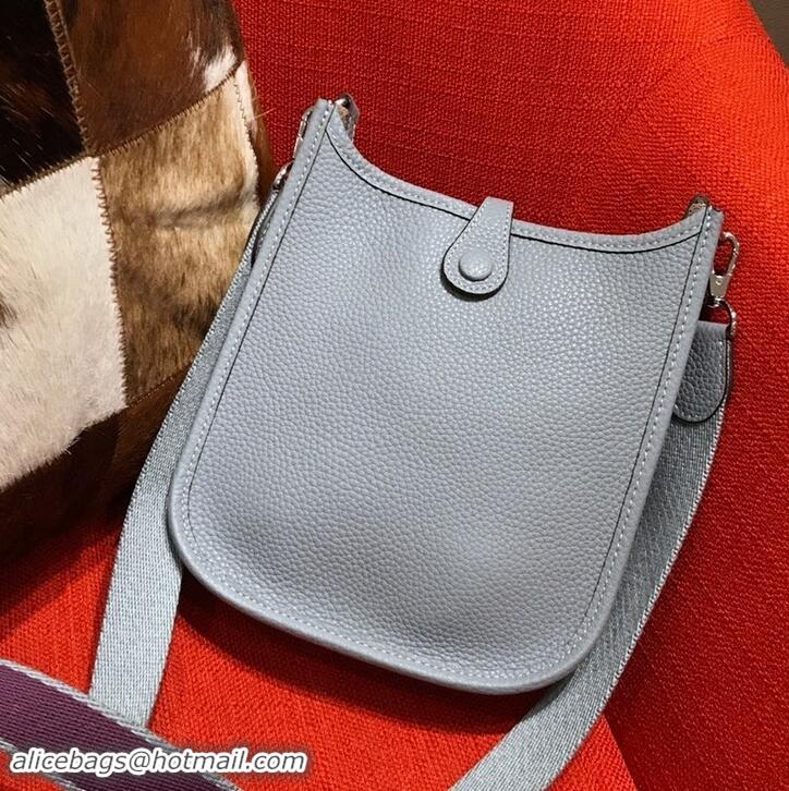 Imitation Hermes Mini Evelyne 18cm in Calfskin H442104 Light Blue