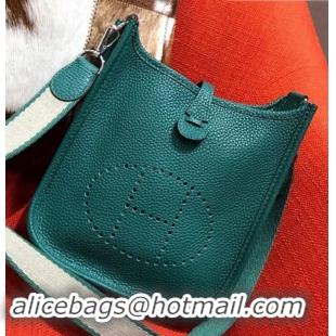 Discount Hermes Mini Evelyne 18cm in Calfskin H442104 Green Peacock