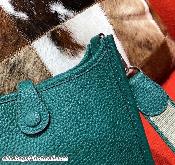 Discount Hermes Mini Evelyne 18cm in Calfskin H442104 Green Peacock