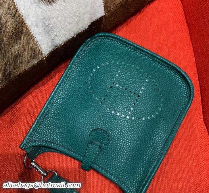 Discount Hermes Mini Evelyne 18cm in Calfskin H442104 Green Peacock