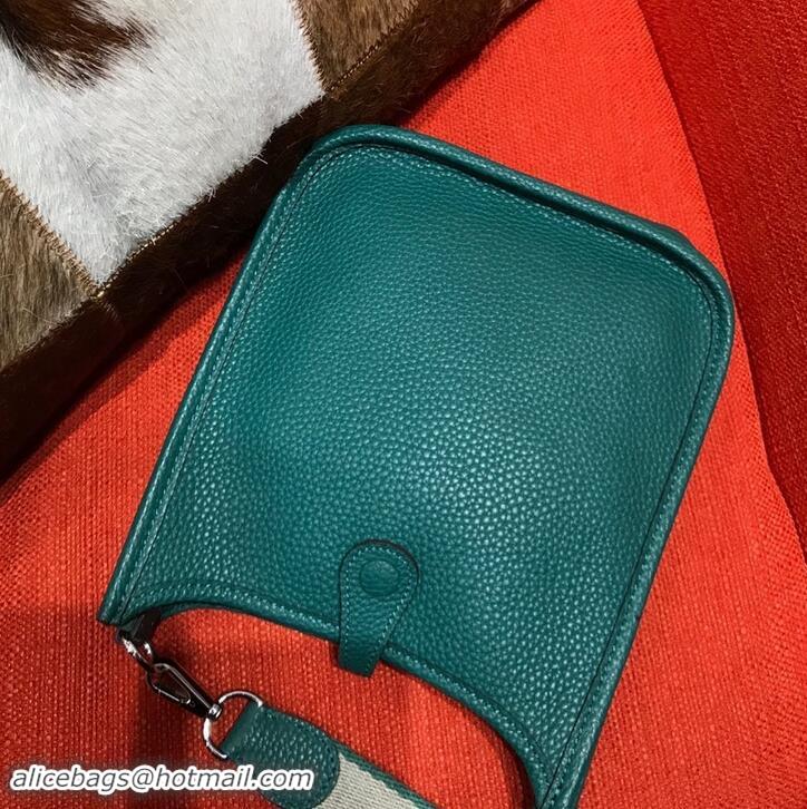 Discount Hermes Mini Evelyne 18cm in Calfskin H442104 Green Peacock