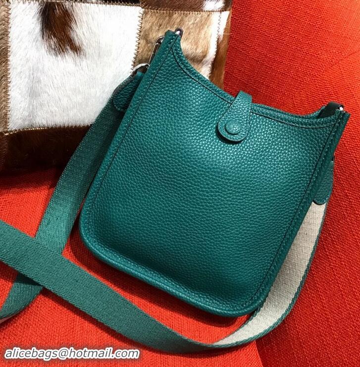 Discount Hermes Mini Evelyne 18cm in Calfskin H442104 Green Peacock