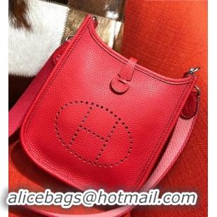 Luxury Classic Hermes Mini Evelyne 18cm in Calfskin H442104 Red