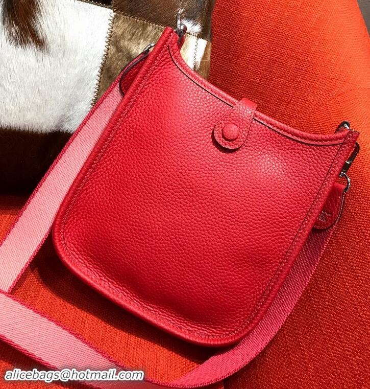 Luxury Classic Hermes Mini Evelyne 18cm in Calfskin H442104 Red