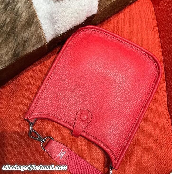 Luxury Classic Hermes Mini Evelyne 18cm in Calfskin H442104 Red