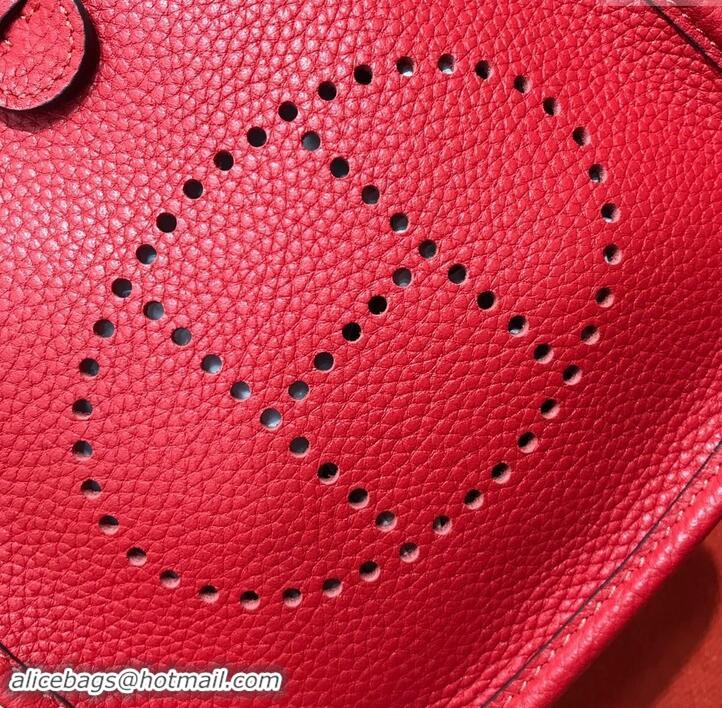 Luxury Classic Hermes Mini Evelyne 18cm in Calfskin H442104 Red